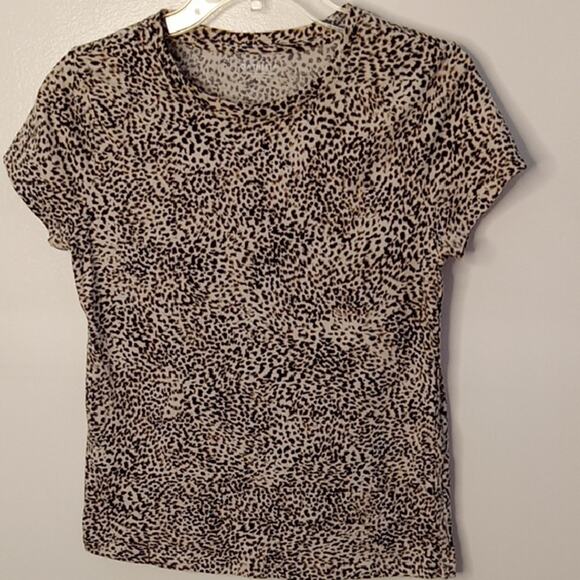 Athleta Women's Small Organic Daily Printed Leopard Print Tee T Shirt,Athleisure - Picture 1 of 9